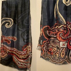 Black colorful metallic thread semi sheer lightweight scarf silky wrap pashmina